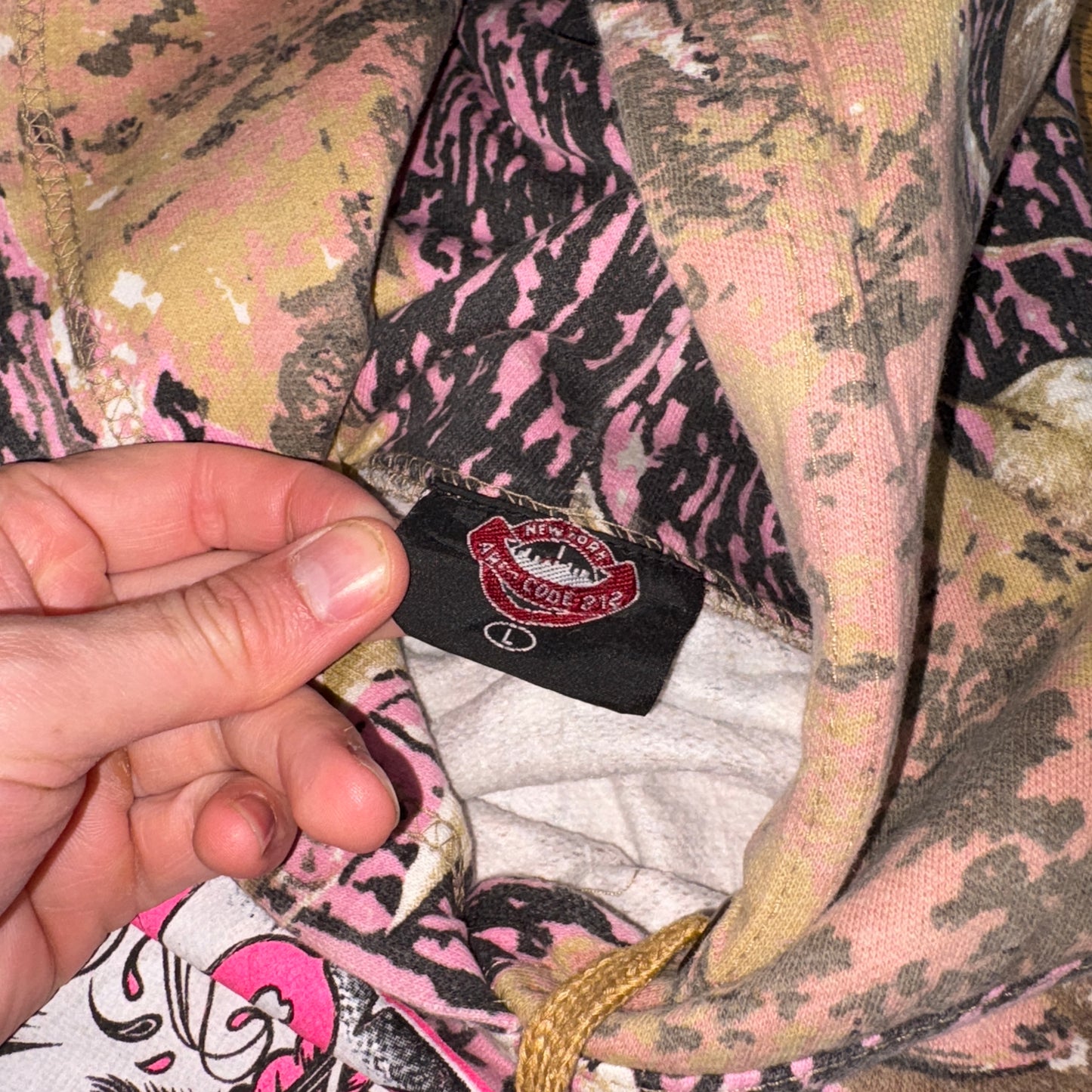 Vintage Realtree Camo Pink Womens Green Hoodie Sweatshirt - L