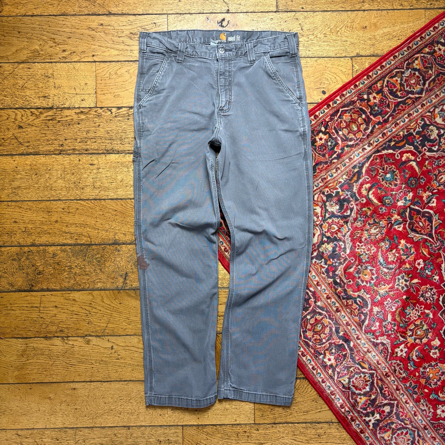 Vintage Carhartt Workwear Grey Carpenter Straight Trousers - 36S