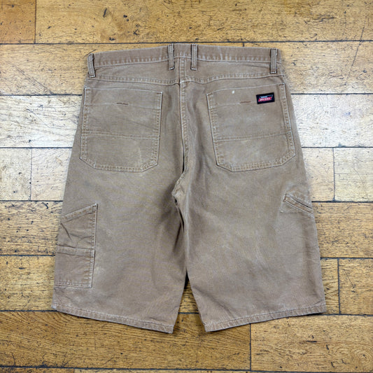 Vintage Dickies Workwear Carpenter Brown Baggy Shorts - 36