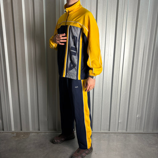 Vintage Fila Yellow Navy 90s Full Tracksuit Ali G - M