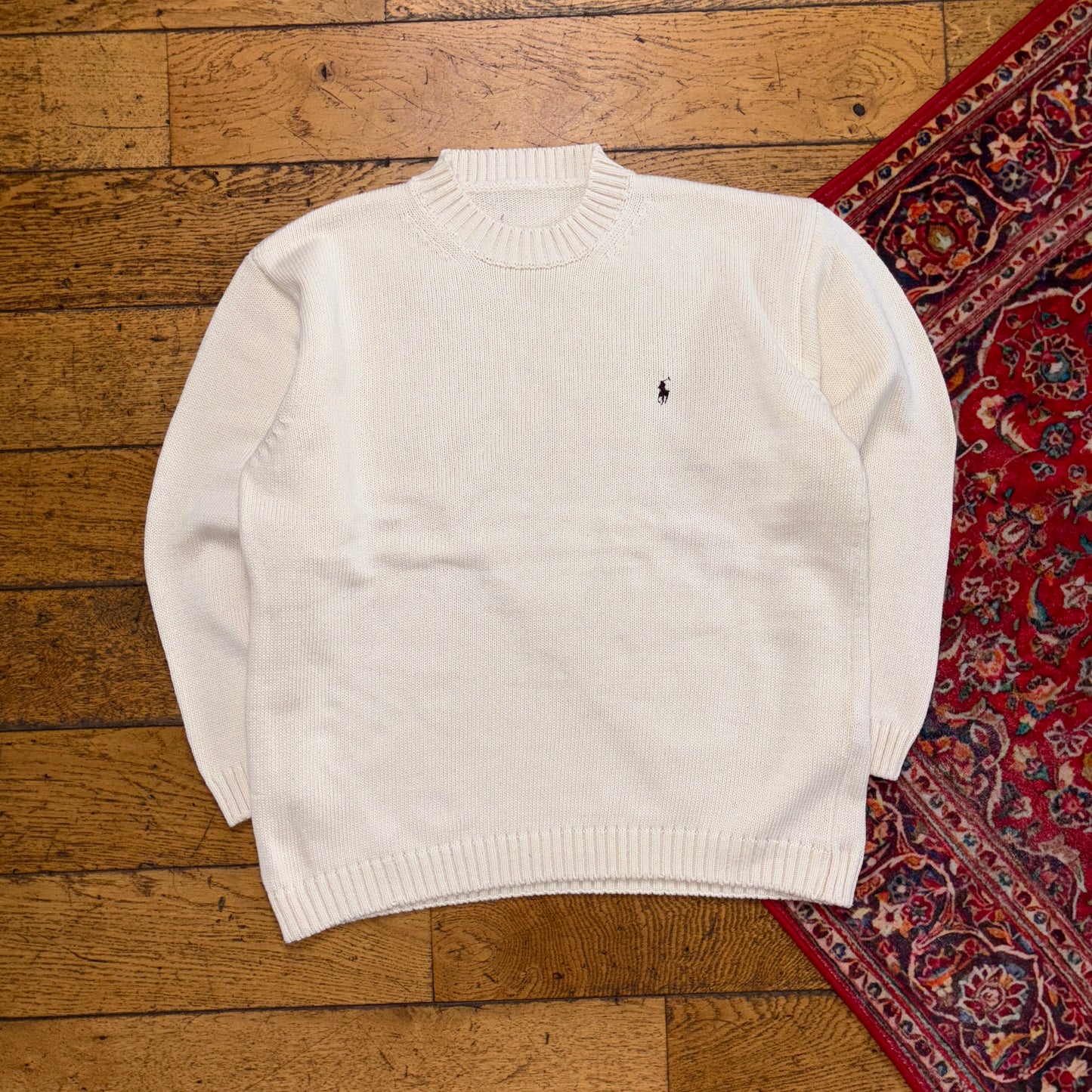 Vintage Ralph Lauren Cream Chunky Knit Jumper - M