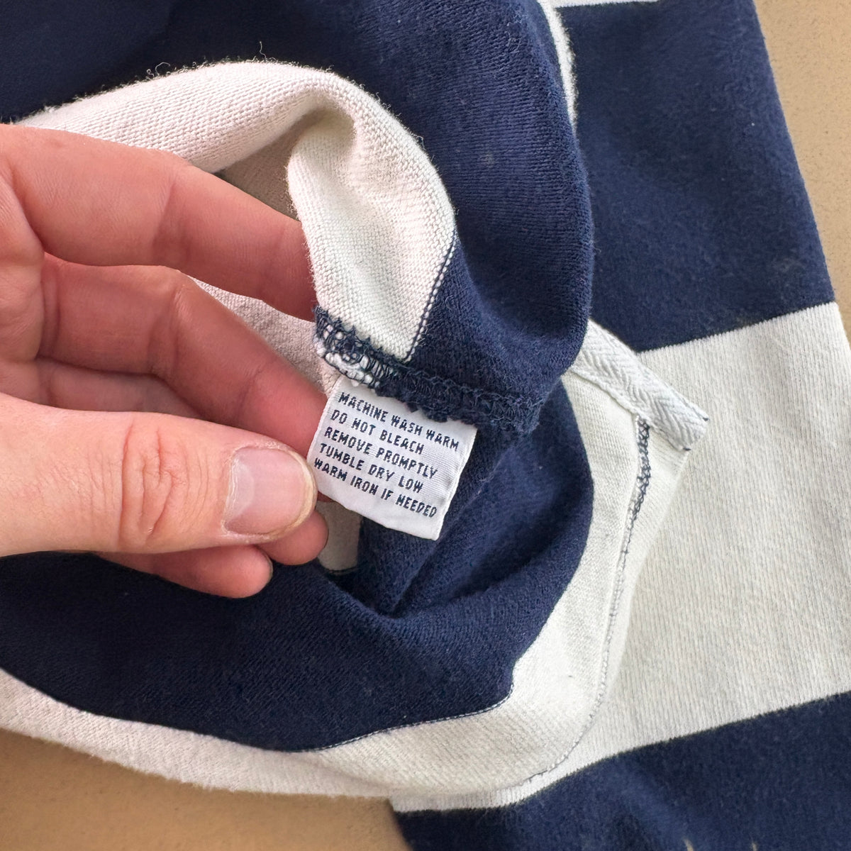 Vintage Ralph Lauren Navy White Stripe Rugby Polo Shirt - XL