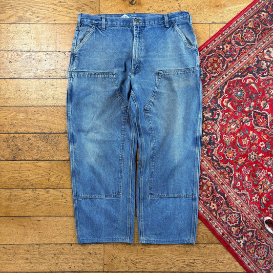 Vintage Carhartt Blue Double Knee Workwear Carpenter Baggy Jeans - 40