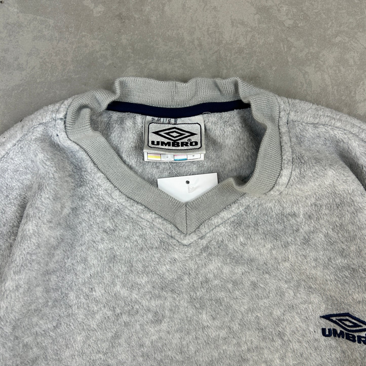 Vintage 90s Umbro Embroidered Grey Fleece Jumper Sweatshirt - M