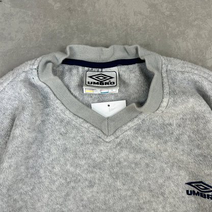 Vintage 90s Umbro Embroidered Grey Fleece Jumper Sweatshirt - M