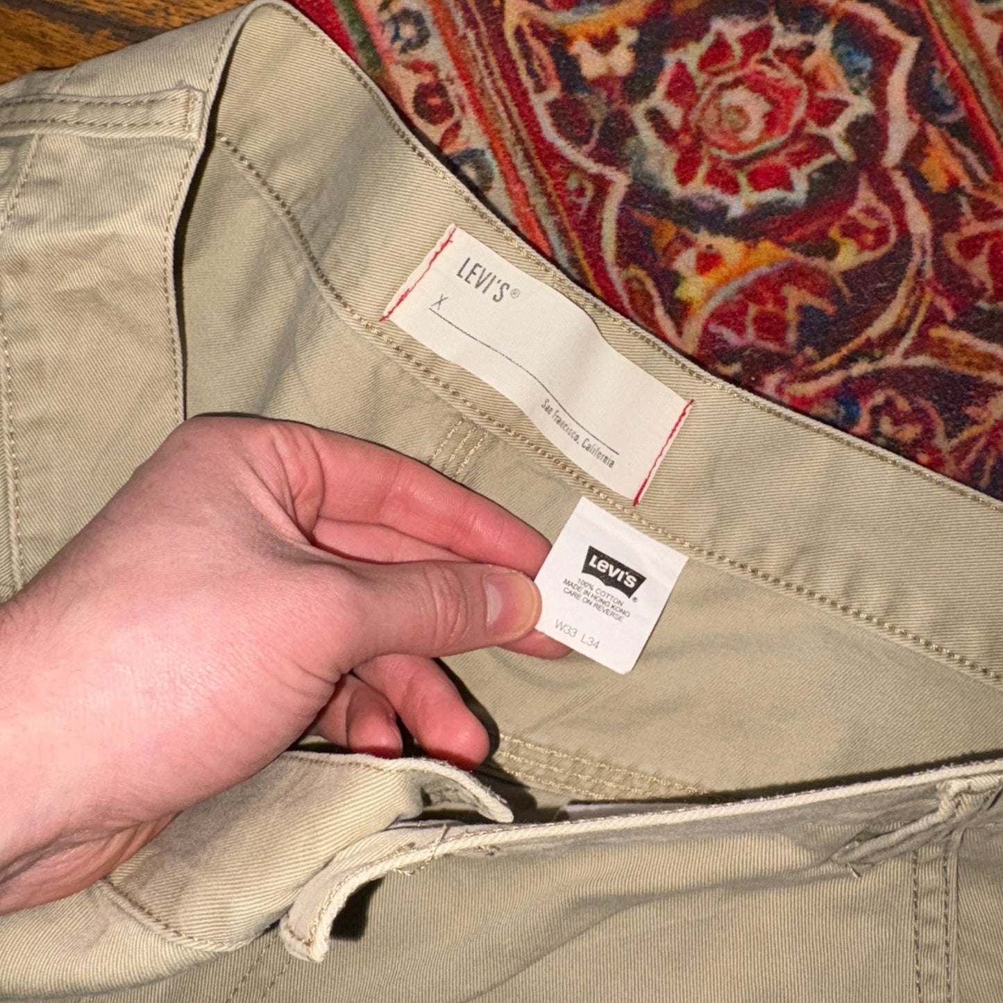 Vintage Levi's Cream Carpenter Workwear Baggy Trousers - 33R