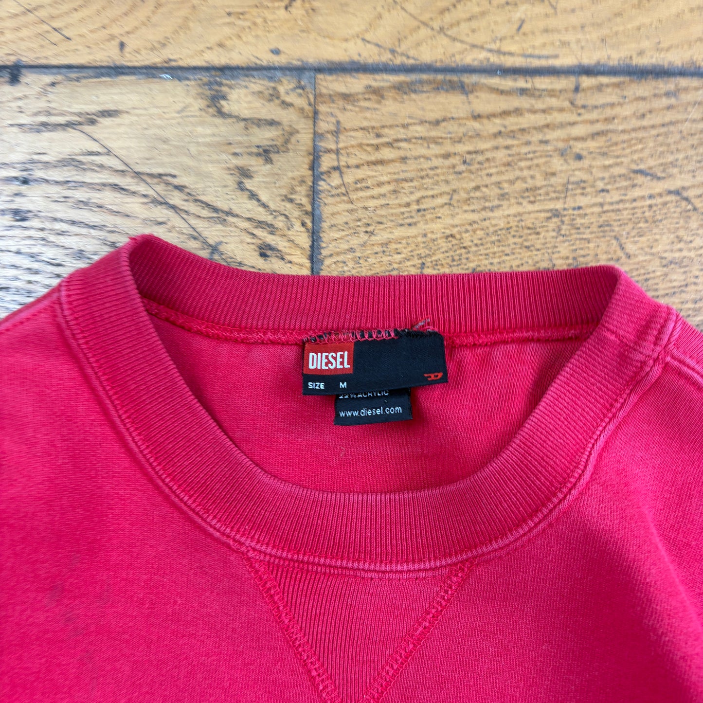 Vintage Diesel Red Embroidered Sweatshirt - M
