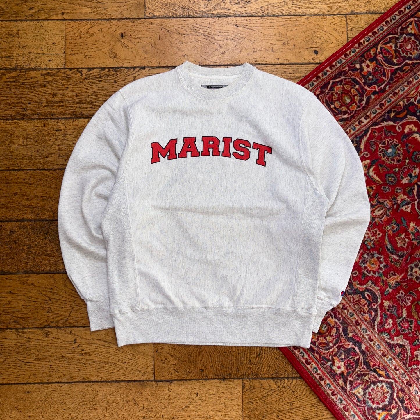 Vintage Champion Grey USA College Boxy Spellout Sweatshirt - S