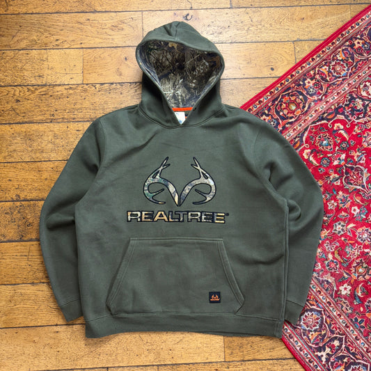 Vintage Realtree Camo Green Embroidered Hoodie Sweatshirt - 2XL