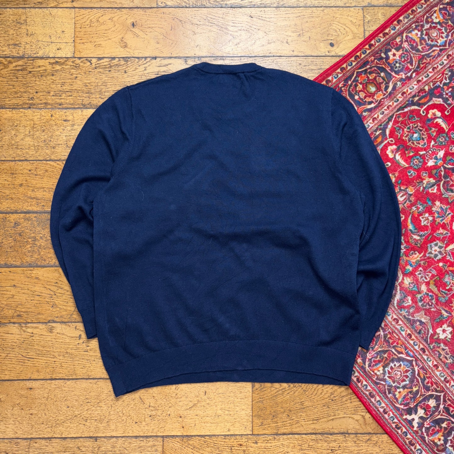 Vintage Nautica Navy Grey Stripe Embroidered Knit Jumper - 2XL