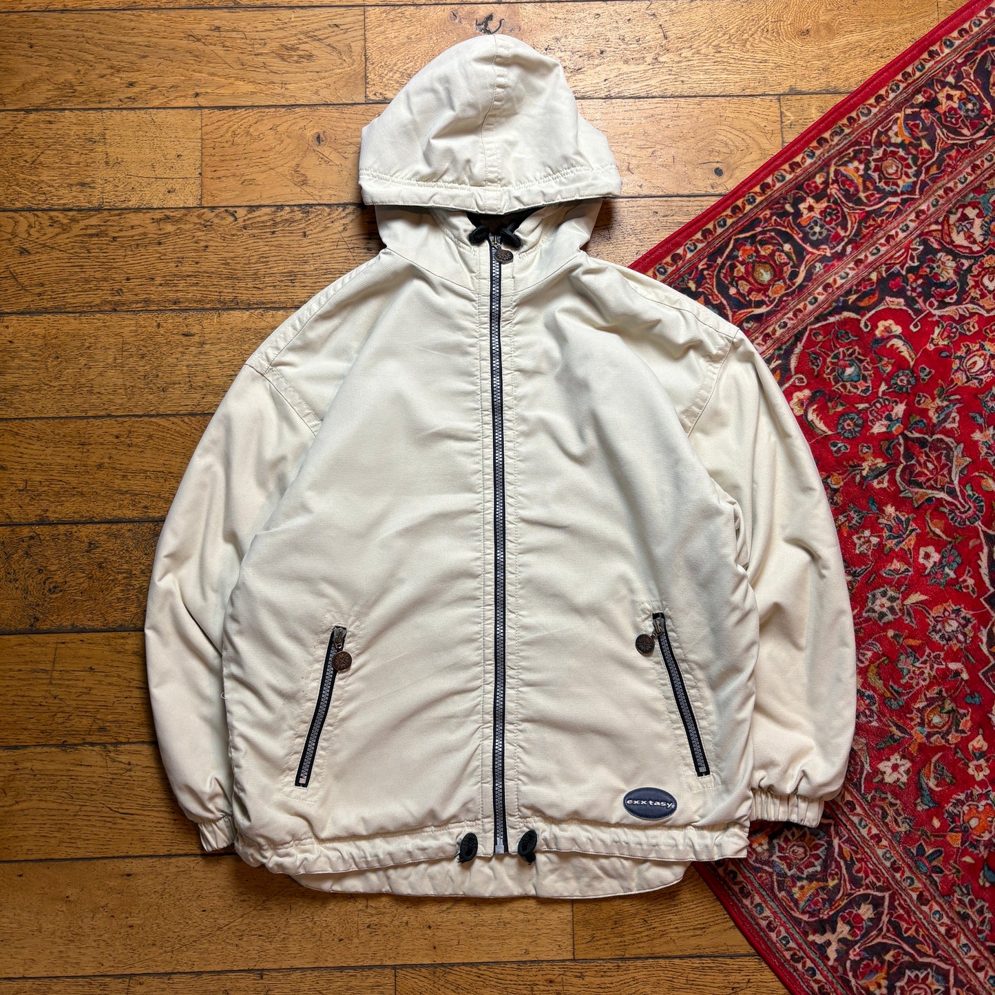 Vintage 90s Exxstasy Cream Active Hoodie Jacket - XL