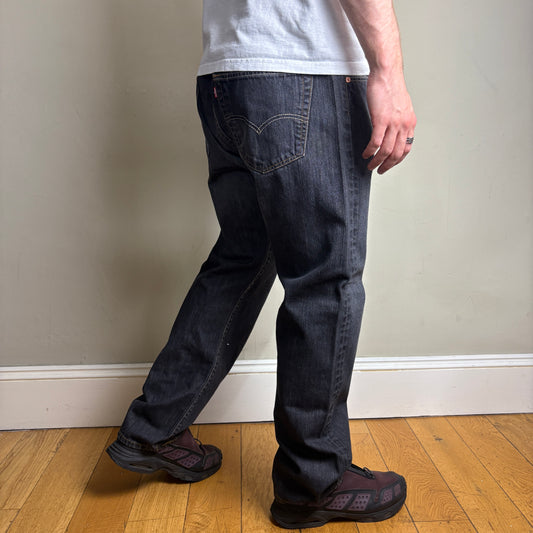 Vintage Levis 501 Straight Washed Black Denim Jeans - 38R