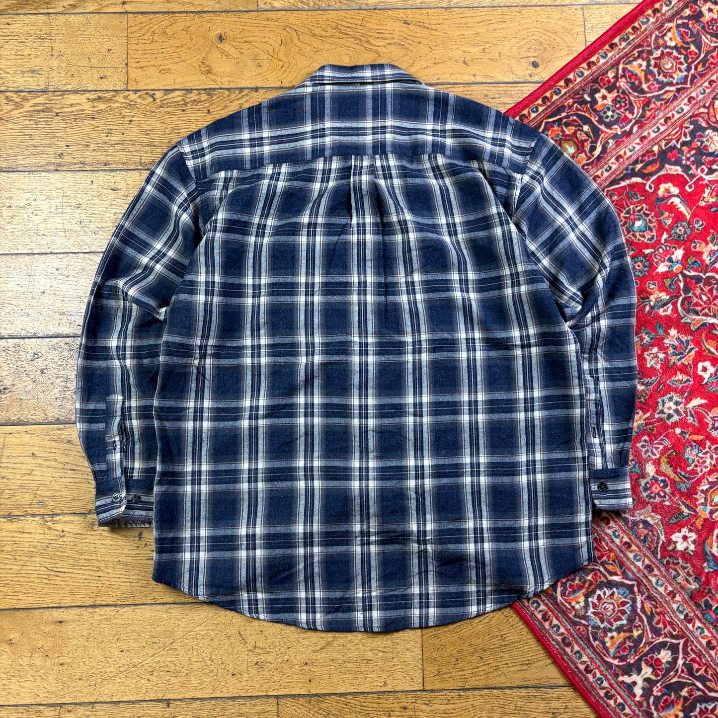 Vintage Nautica Blue Check Embroidered Shirt - XL