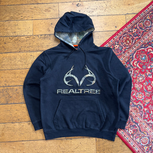 Vintage Realtree Camo Black Hoodie Sweatshirt - M