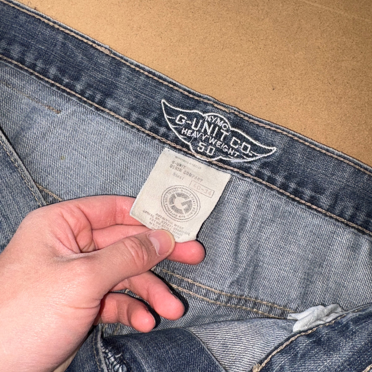 G-Unit Blue Embroidered Japanese Denim Hip Hop Y2K Baggy Jeans - 44L