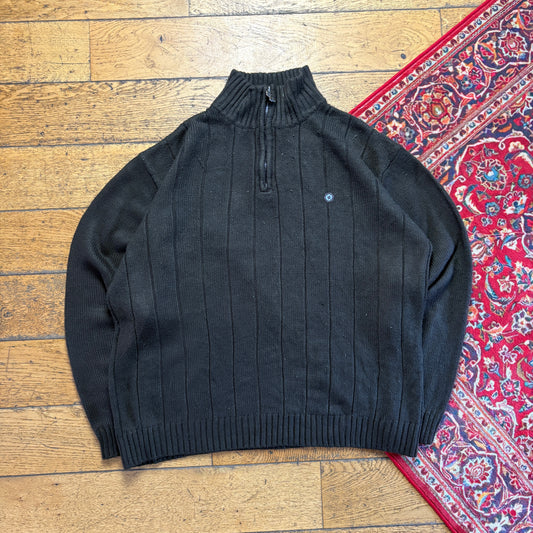 Vintage Southpole Zip Brown Hip Hop Chunky Knit Jumper - XL