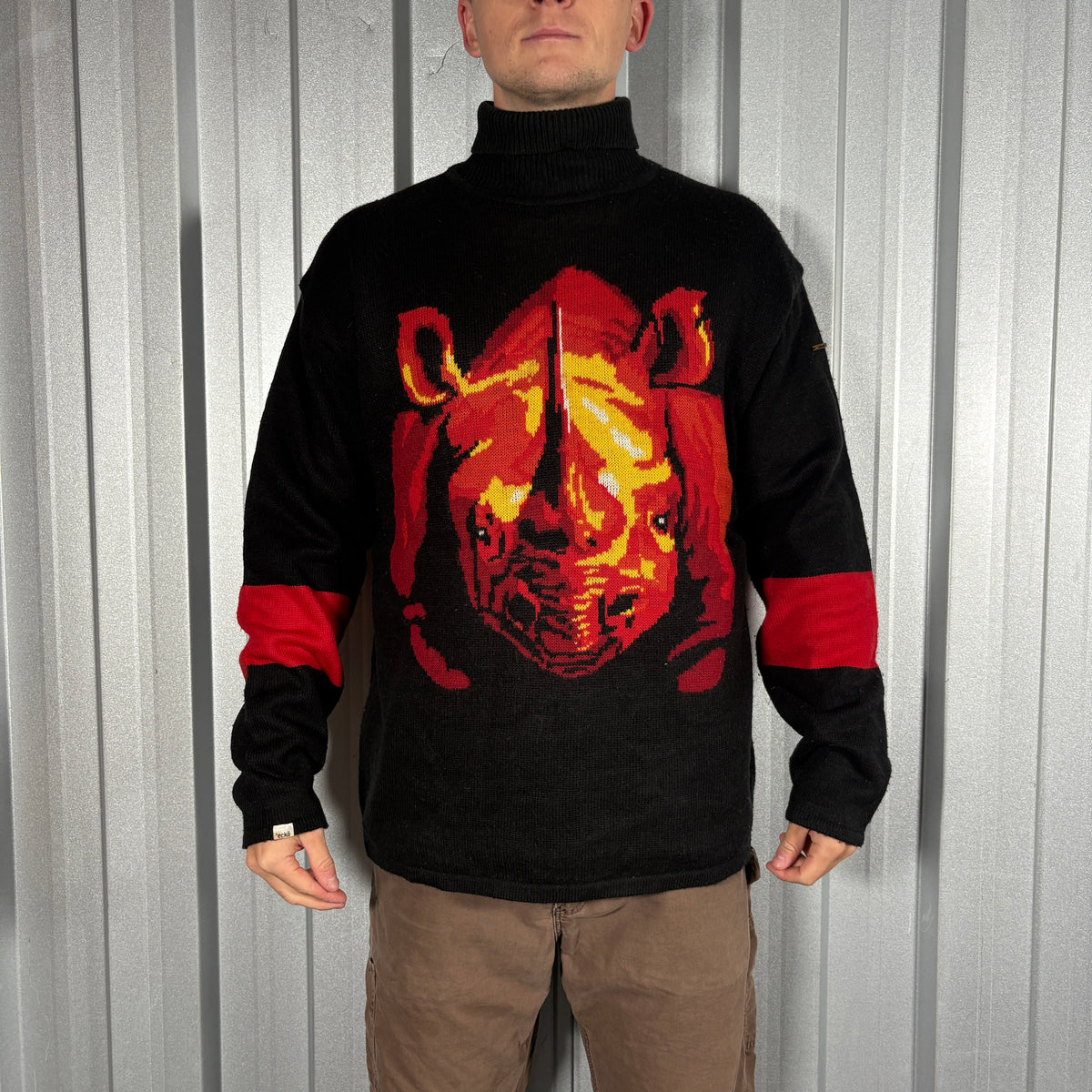 Ecko Unltd Heat Map Rhino Wool Blend Knit Black Jumper - L