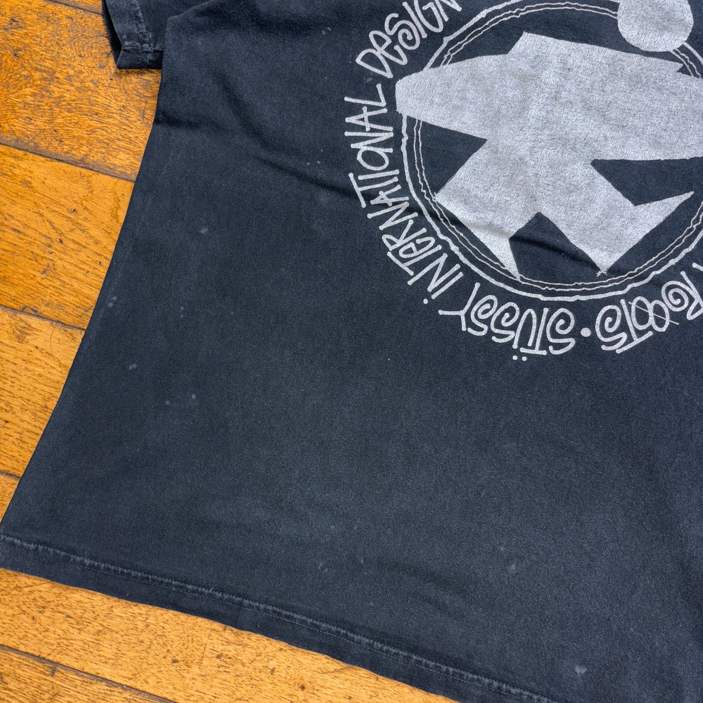 Vintage Stussy Faded Black Surfwear Graphic T-Shirt - L