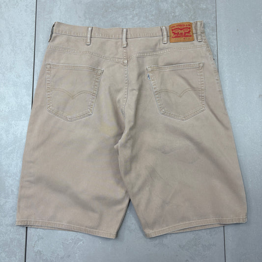 Vintage Levis 569 Baggy Cream Denim Shorts - 38