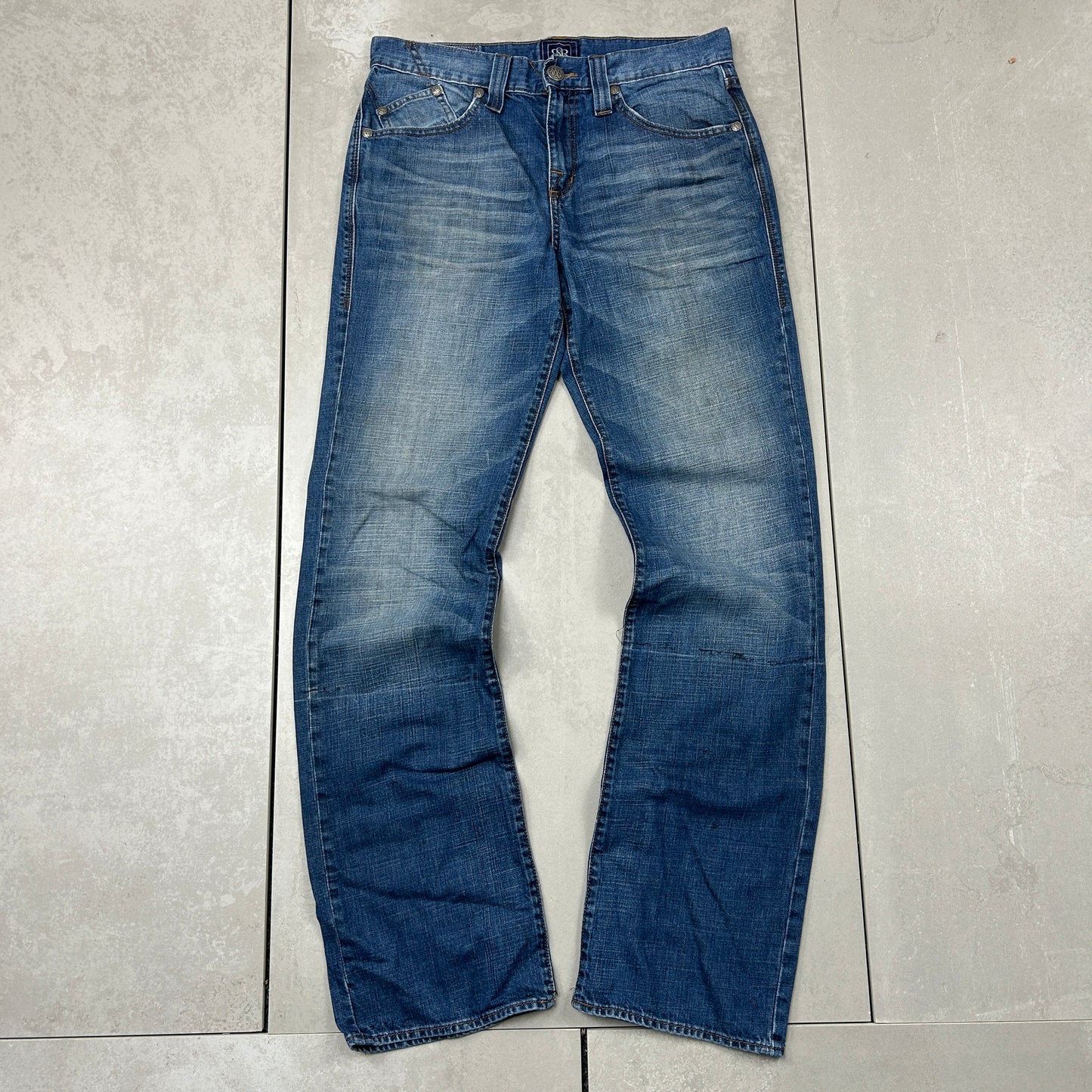 Vintage Embroidered Hip Hop Baggy Blue Jeans - 34