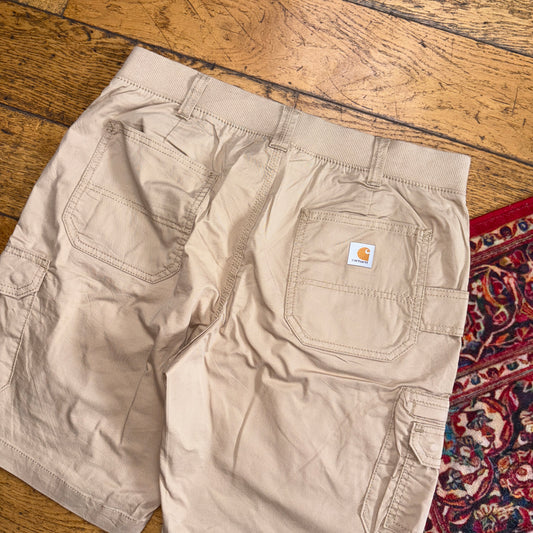 Vintage Carhartt Workwear Womens Cream Baggy Carpenter Shorts - Size 14