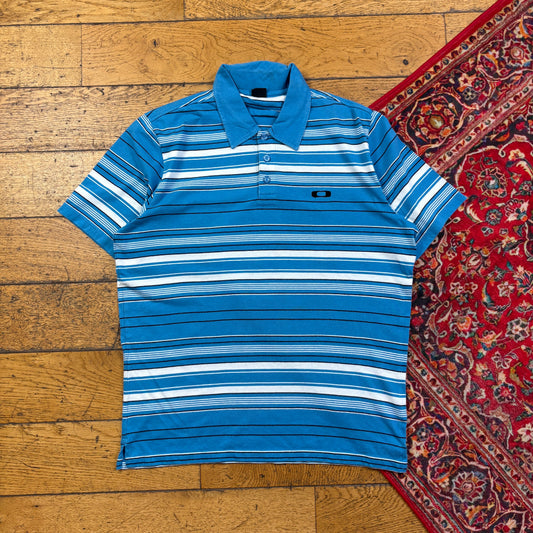 Oakley Blue Stripe Polo T Shirt - M
