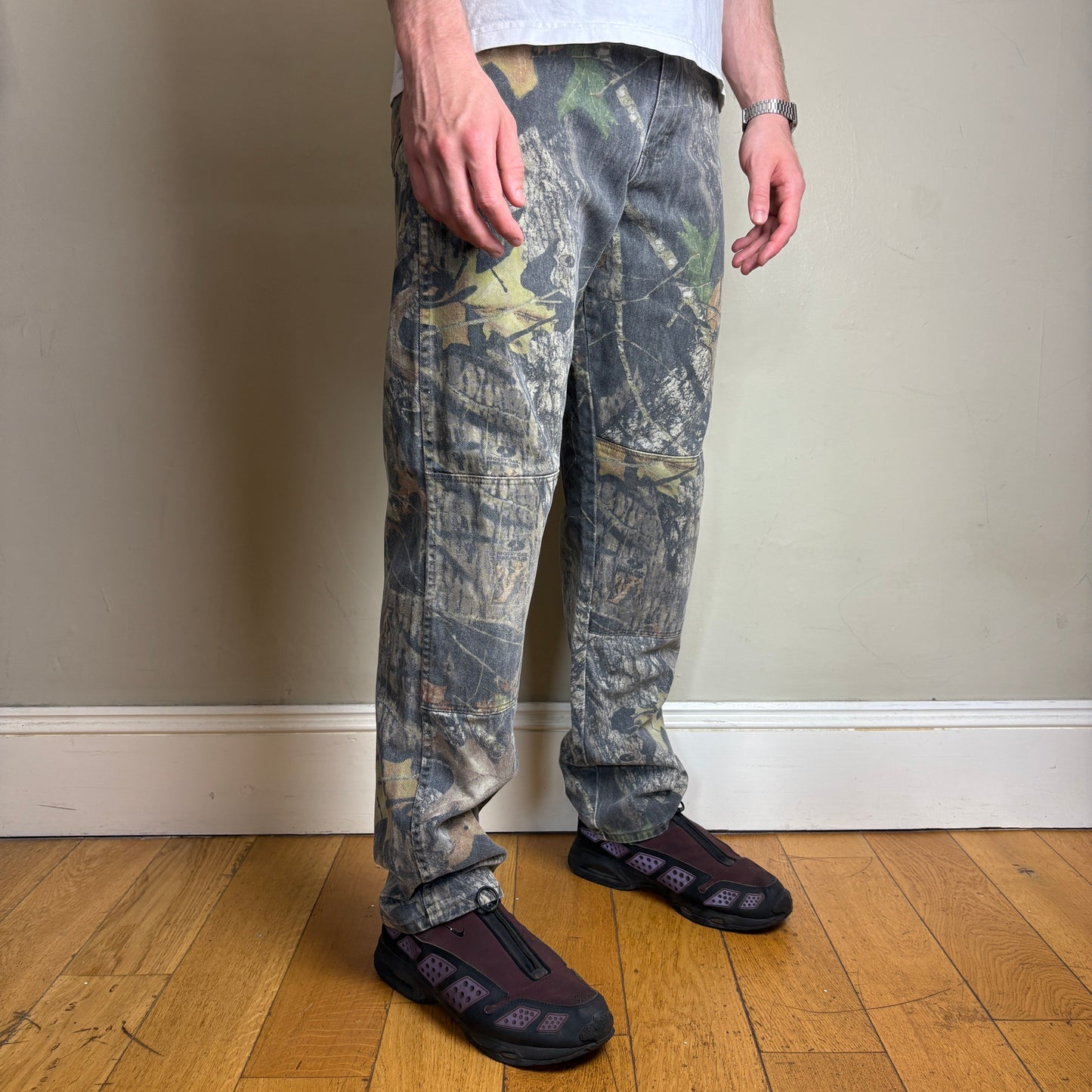 Vintage Real Tree Camo Green Double Knee Hunting Workwear Trousers - 32R