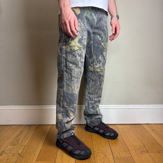 Vintage Real Tree Camo Green Double Knee Hunting Workwear Trousers - 32R