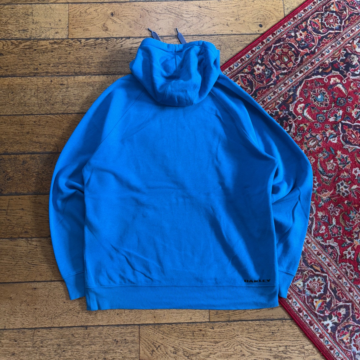 Vintage Oakley Blue Hoodie Y2K Sweatshirt - L