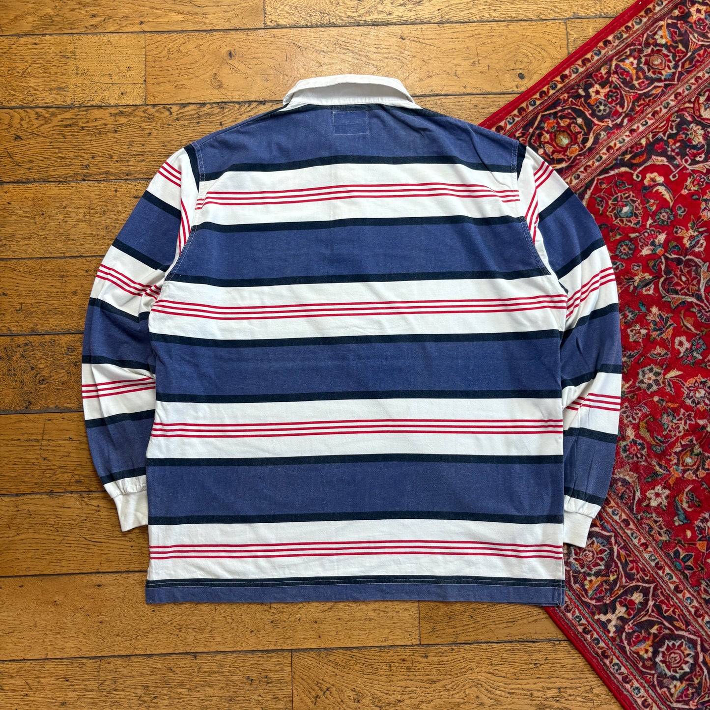 Vintage Spalding Blue White Rugby Polo Shirt - 2XL