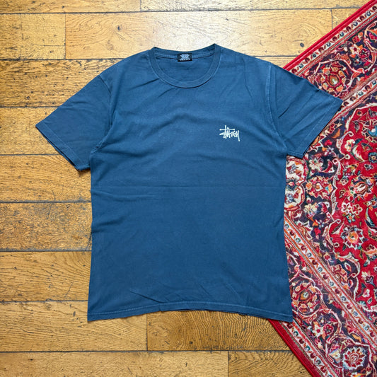 Vintage Stussy Blue Graphic T-Shirt - S