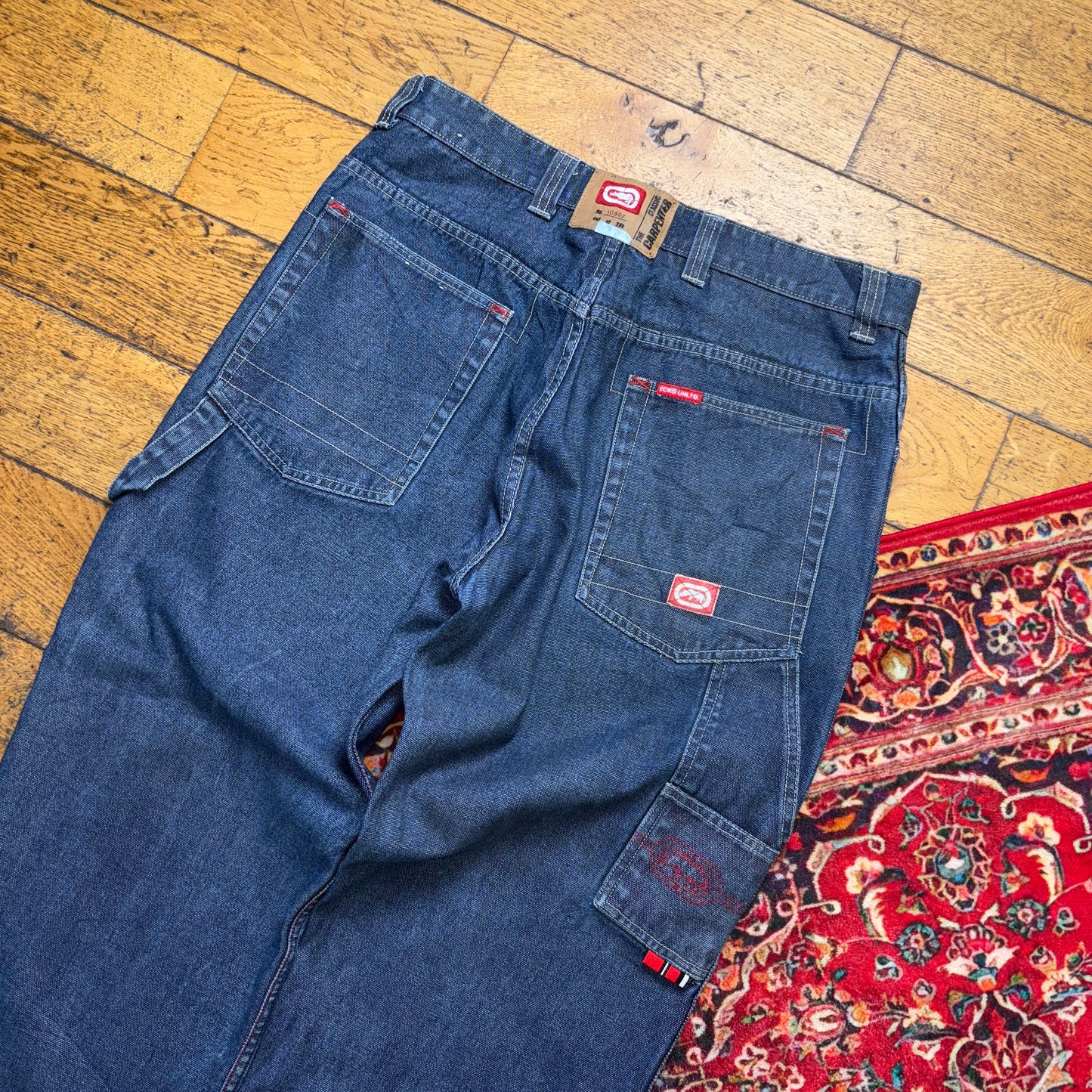 Vintage Ecko Unltd Blue Embroidered Y2K Hip Hop Baggy Jeans - 36R