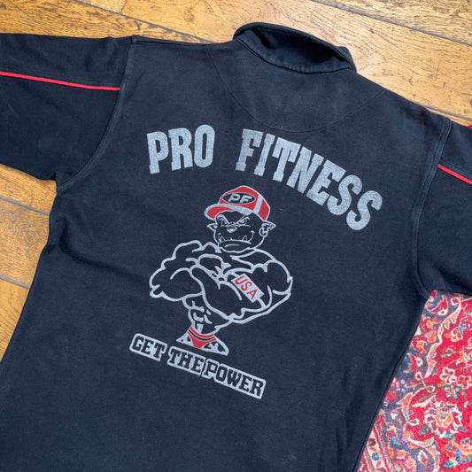 Vintage Black Pro Fitness Gym Bulldog Black Polo Shirt - XL