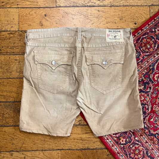 Vintage True Religion Brown Corduroy Embroidered Y2K Shorts Jorts - 42