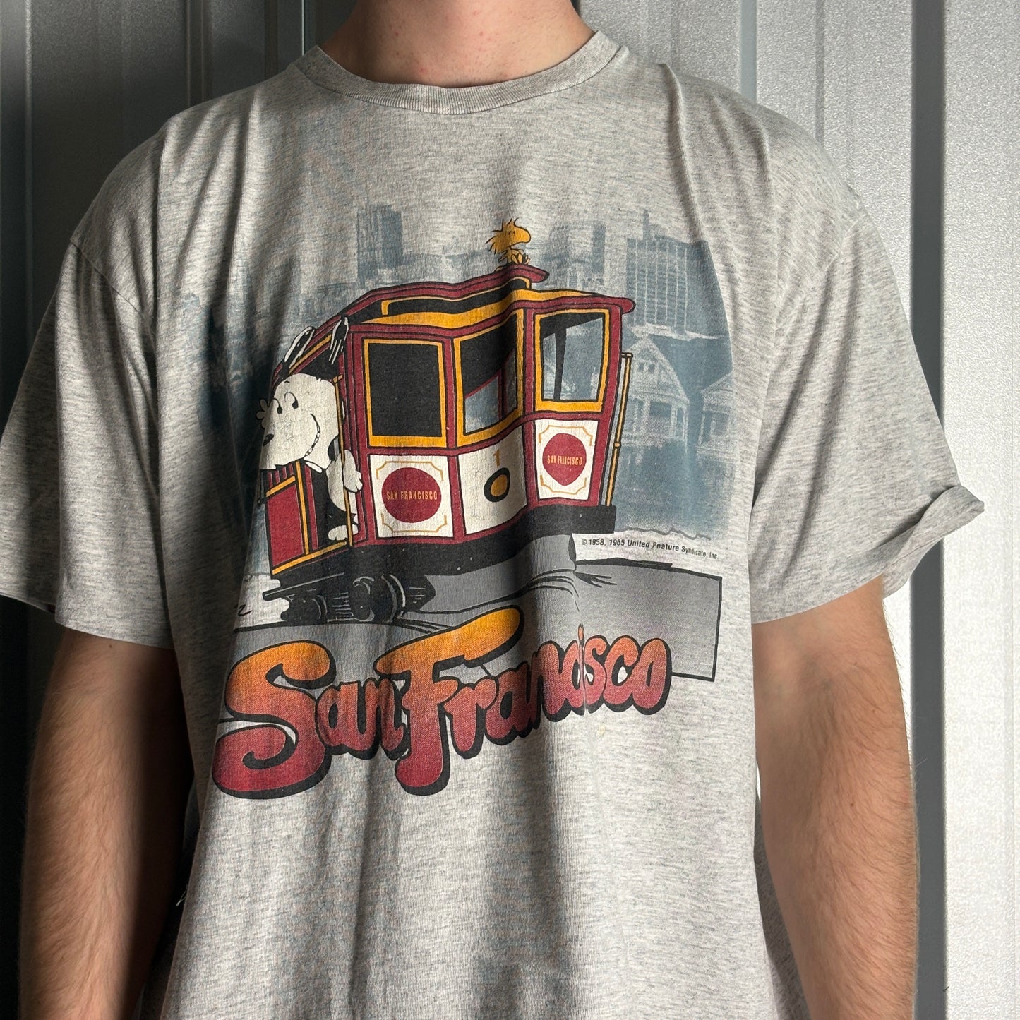 Vintage 90s Snoopy Grey Single Stitch Graphic T-Shirt - XL
