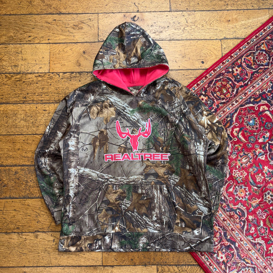 Vintage Realtree Camo Green Embroidered Hoodie Sweatshirt - XL