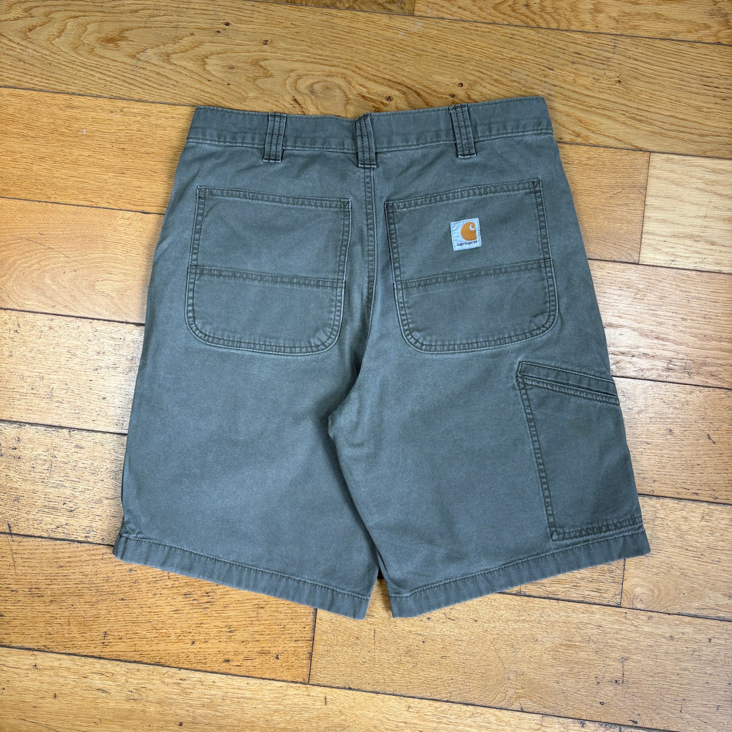 Vintage Carhartt Khaki Green Workwear Baggy Carpenter Shorts - 32