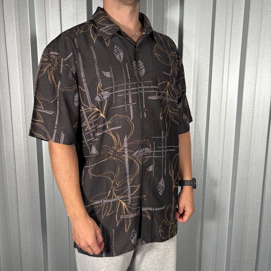 Quiksilver Grey Surfwear Pattern Short Sleeve Shirt - XL