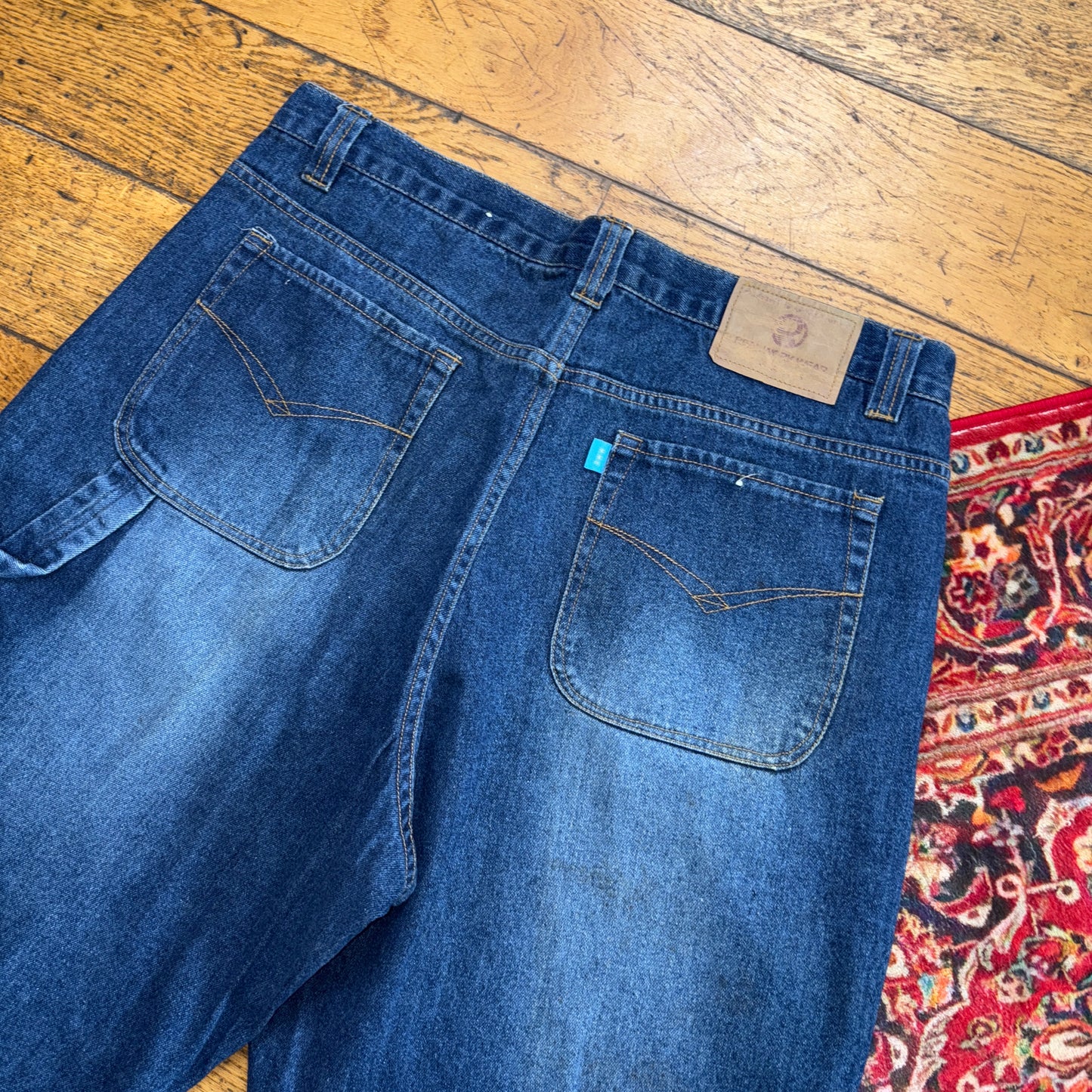Vintage Embroidered Hip Hop Baggy Blue Shorts Jorts - 38