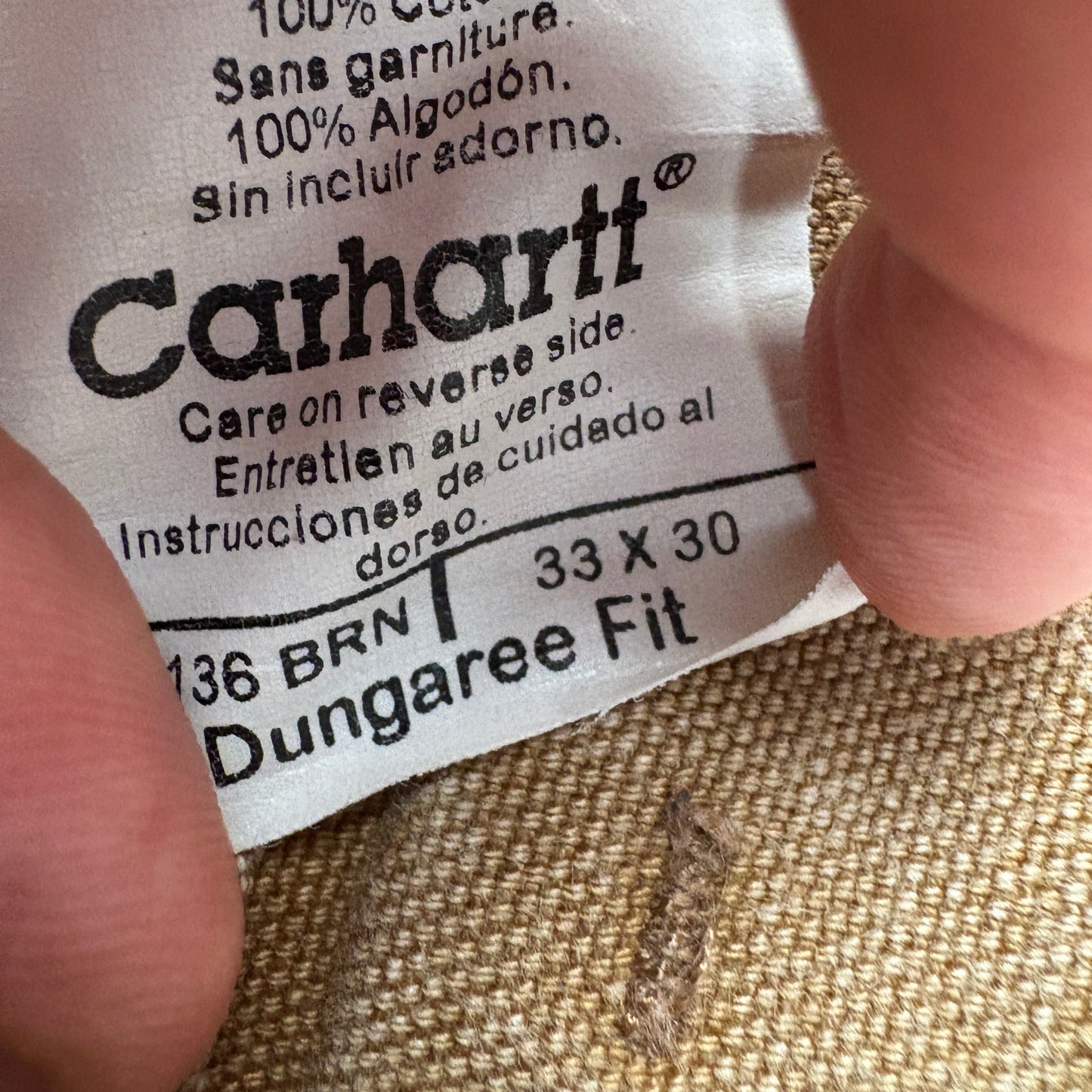 Vintage Carhartt Brown Double Knee Workwear Carpenter Baggy Trousers - 33