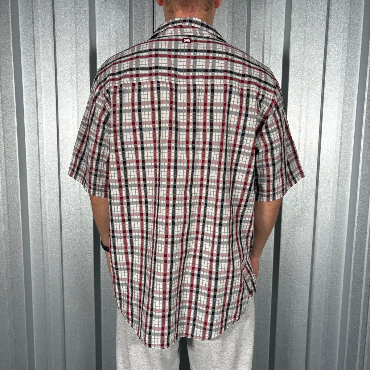 Ecko Unltd Red Check Plaid Short Sleeve Shirt - XL