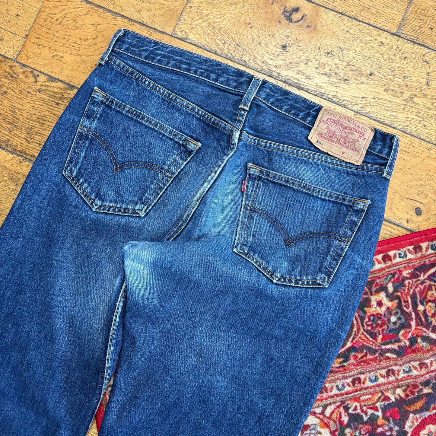 Vintage Levis 501 Straight Blue Denim Jeans - 34L