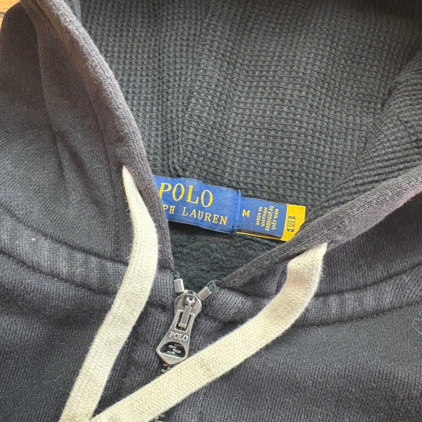 Vintage Ralph Lauren Black Zip Hoodie Embroidered Sweatshirt - M