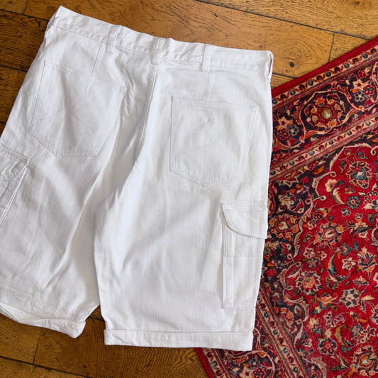 Vintage Rocawear Embroidered White Cargo Hip Hop Baggy Shorts Jorts - 38