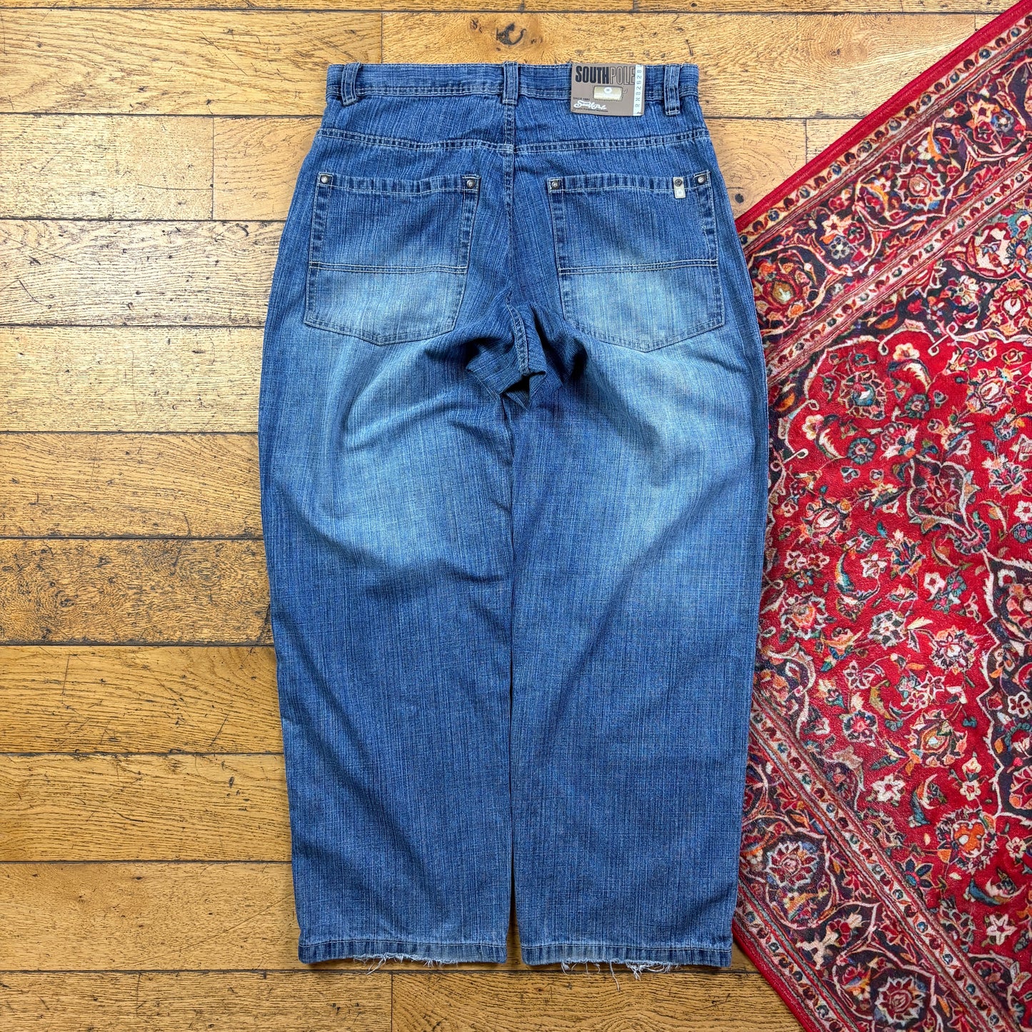 Vintage Southpole Blue Embroidered Y2K Hip Hop Baggy Jeans - 36