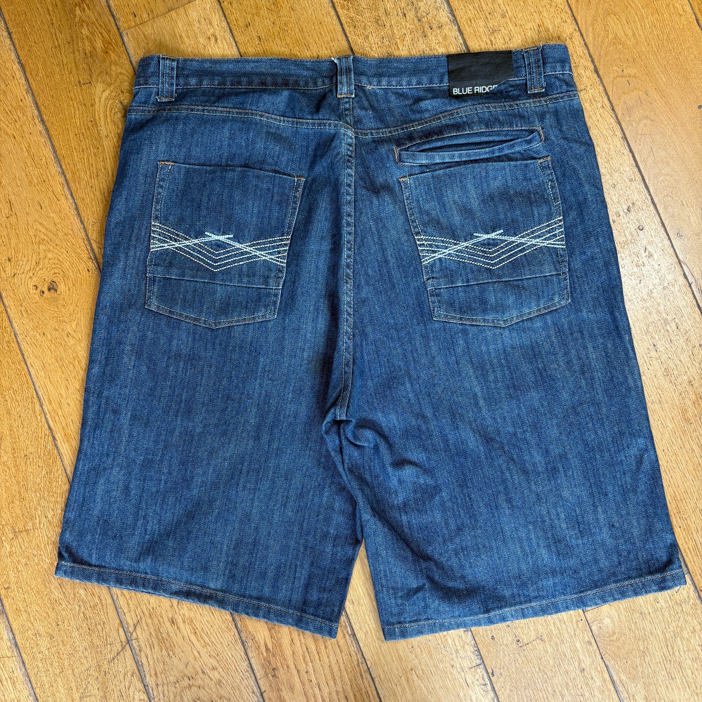 Vintage Blue Ridge Embroidered Hip Hop Blue Baggy Shorts Jorts - 42
