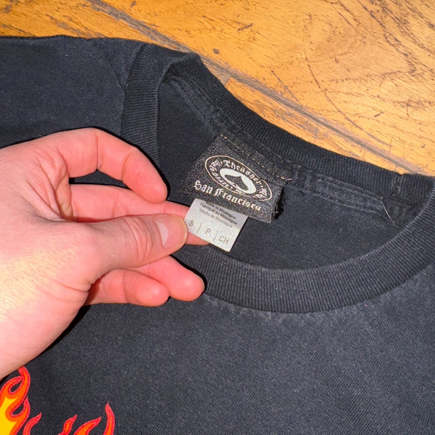 Vintage Thrasher Flames Black SKate Long Sleeve Graphic T-Shirt - XS