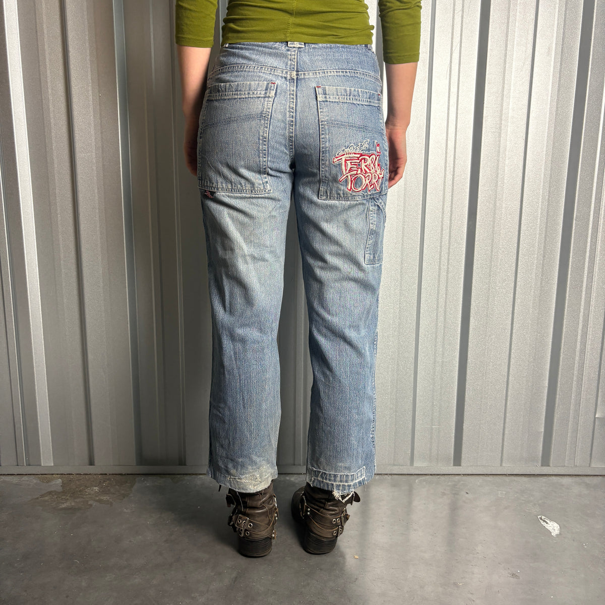 Embroidered Blue Territory Japanese Denim Hip Hop Y2K Baggy Jeans - 30S