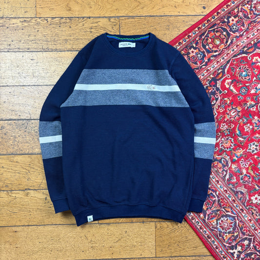 Vintage Lacoste Navy Stripe Chunky Knit Jumper - S