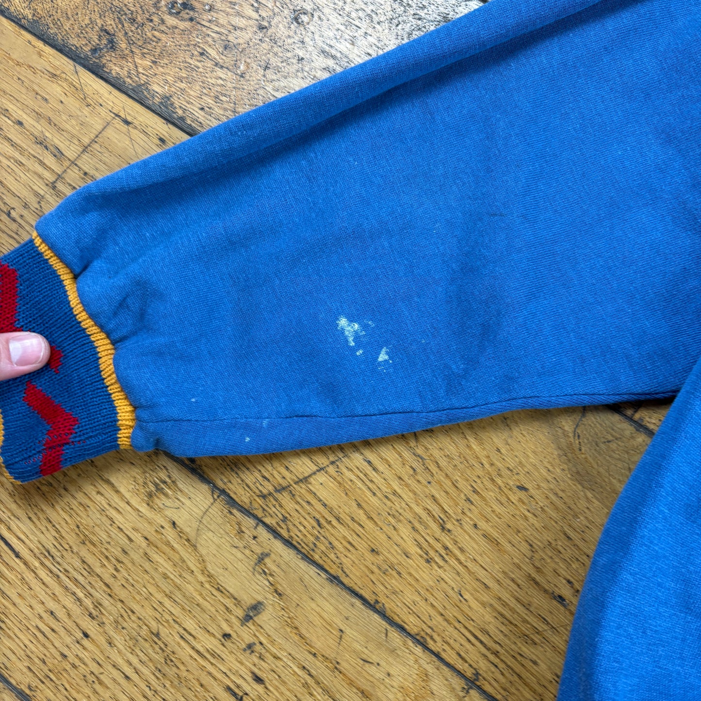 Vintage 90s K-Way Blue Embroidered Rugby Sweatshirt - S